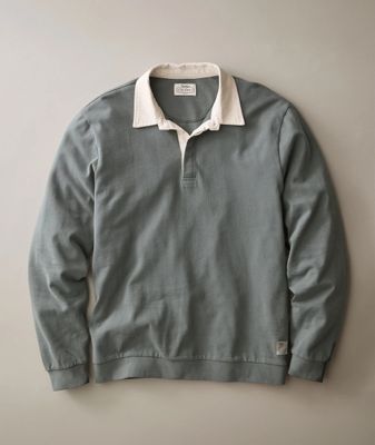 Marine Layer Luxe Jersey Polo in Balsam Green