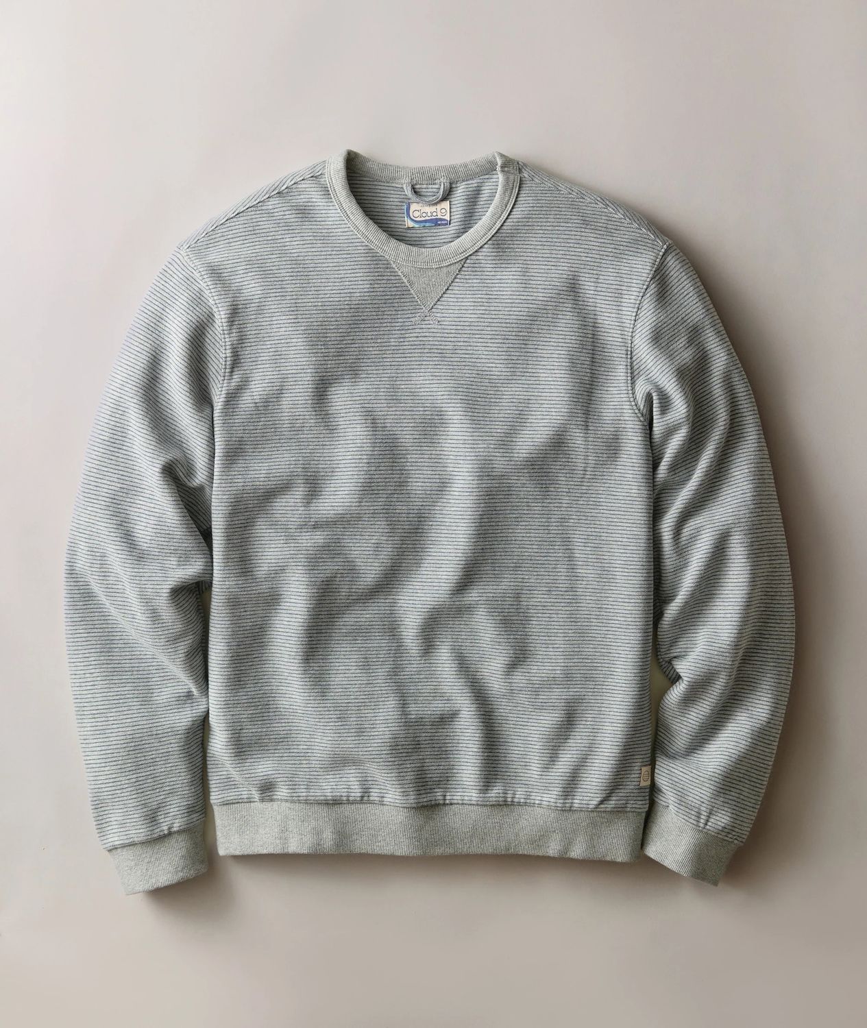 Marine Layer Cloud 9 Terry Relaxed Crewneck in Heather Grey Stripe