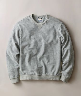 Marine Layer Cloud 9 Terry Relaxed Crewneck in Heather Grey Stripe