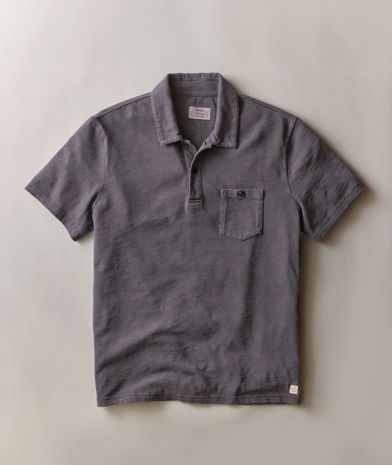 Marine Layer Luxe Jersey Polo in Asphalt