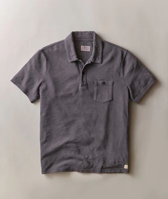 Marine Layer Luxe Jersey Polo in Asphalt