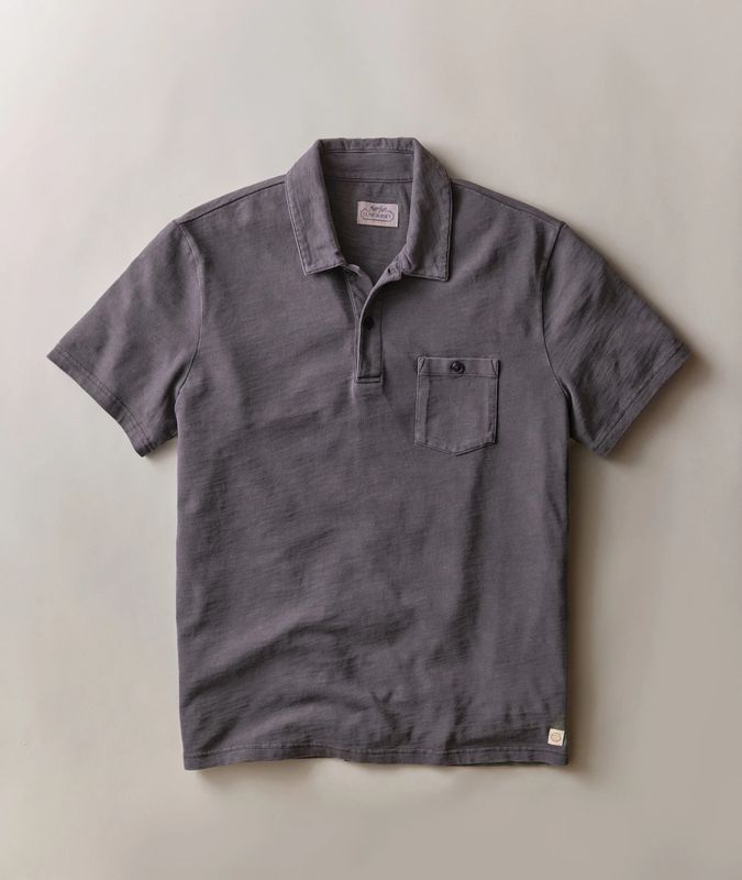 Marine Layer Luxe Jersey Polo in Asphalt