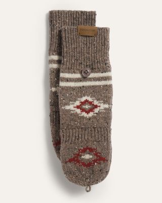 Pendleton Lambswool Convertible Mittens in Bison Brown - L/XL
