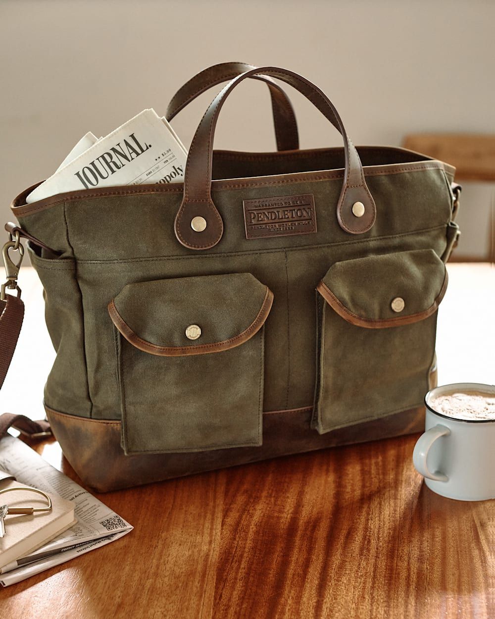 Pendleton Odyssey Waxed Canvas Messenger Bag in Olive