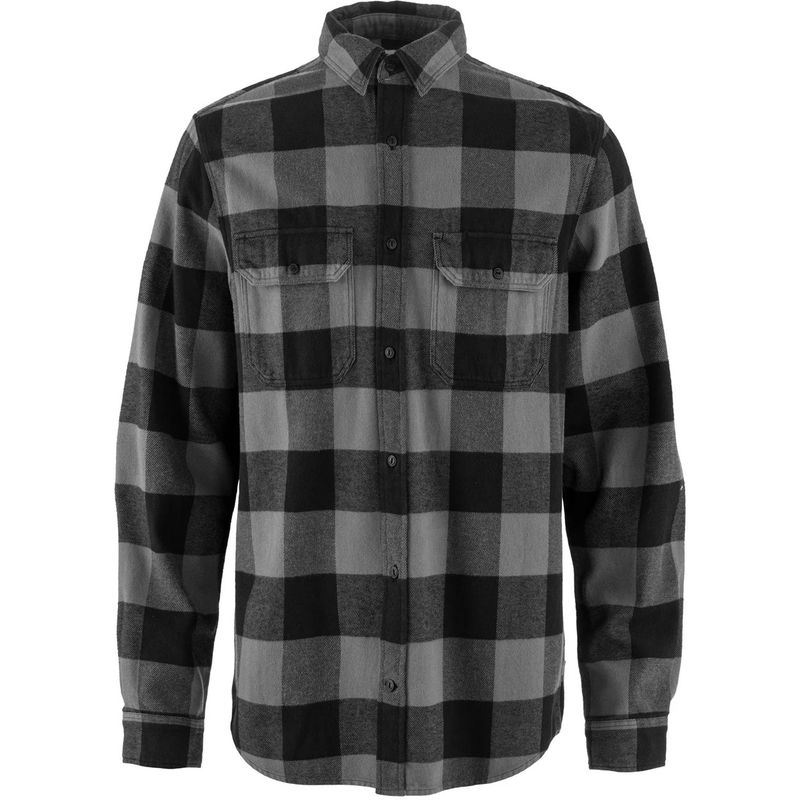 Fjallraven Ovik Heavy Flannel Shirt in Black Grey