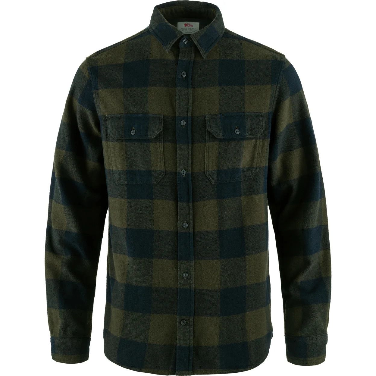 Fjallraven Ovik Heavy Flannel Shirt in Deep Forest and Dark Navy