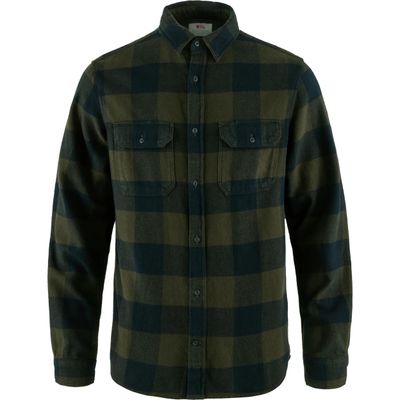Fjallraven Ovik Heavy Flannel Shirt in Deep Forest and Dark Navy