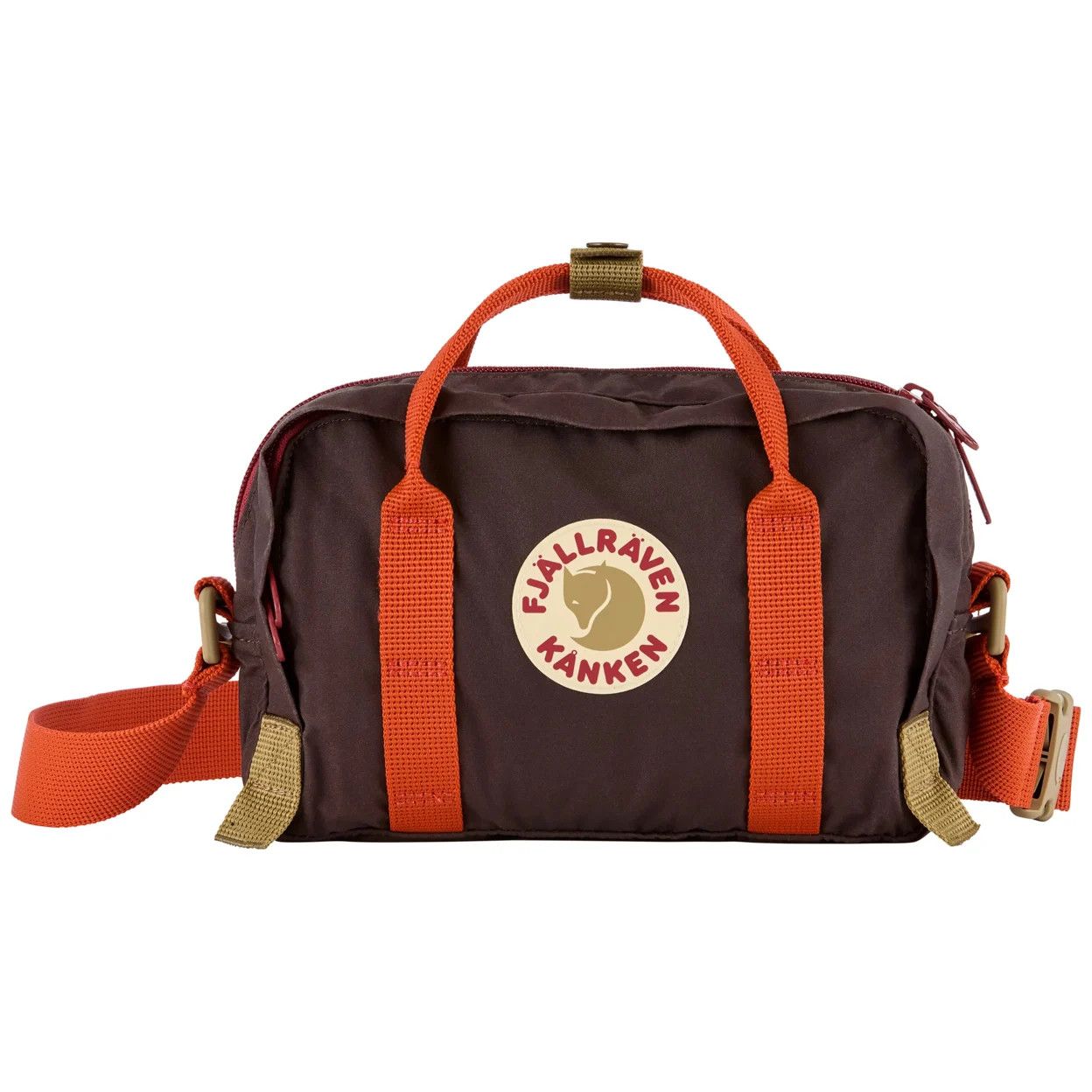 Fjallraven Kanken Koncept Crossbody in Black Oak and Rowan Red