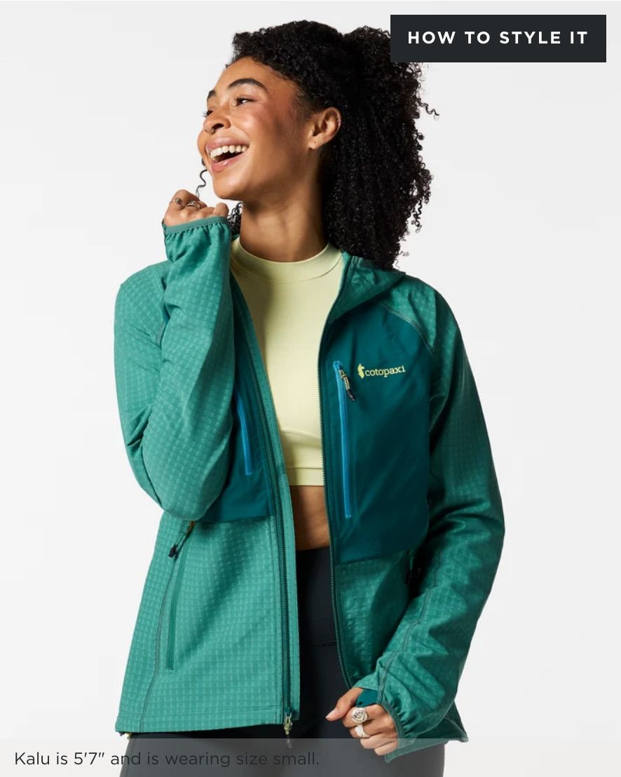 Cotopaxi Women's Yermo Hooded Jacket in Juniper/Deep Ocean , Size: XS
