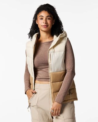Cotopaxi Fuego Max Down Vest in Cream and Khaki