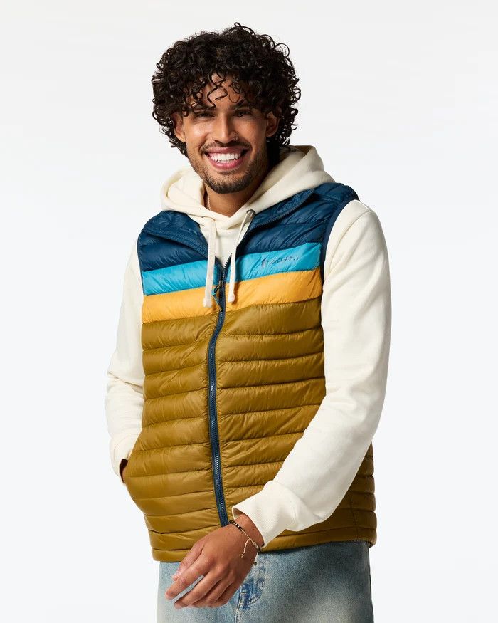 Cotopaxi Fuego Down Vest in Indigo and Log Cabin