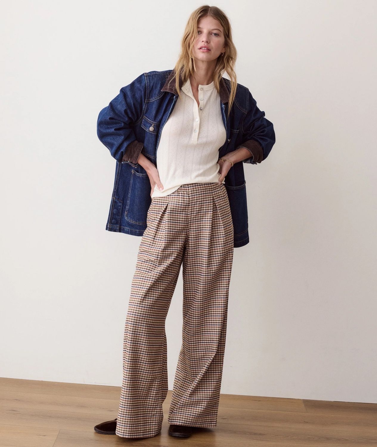 Marine Layer Allison Moleskin Trouser in Fall Check
