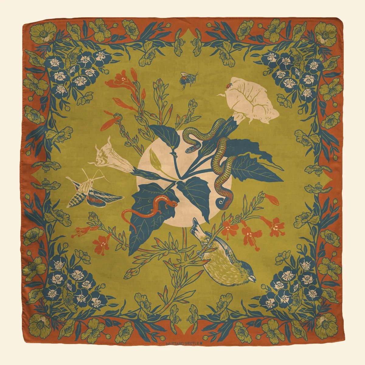 Mustard Beetle Organic Fair Trade Bandana: San Gabriel Foothills