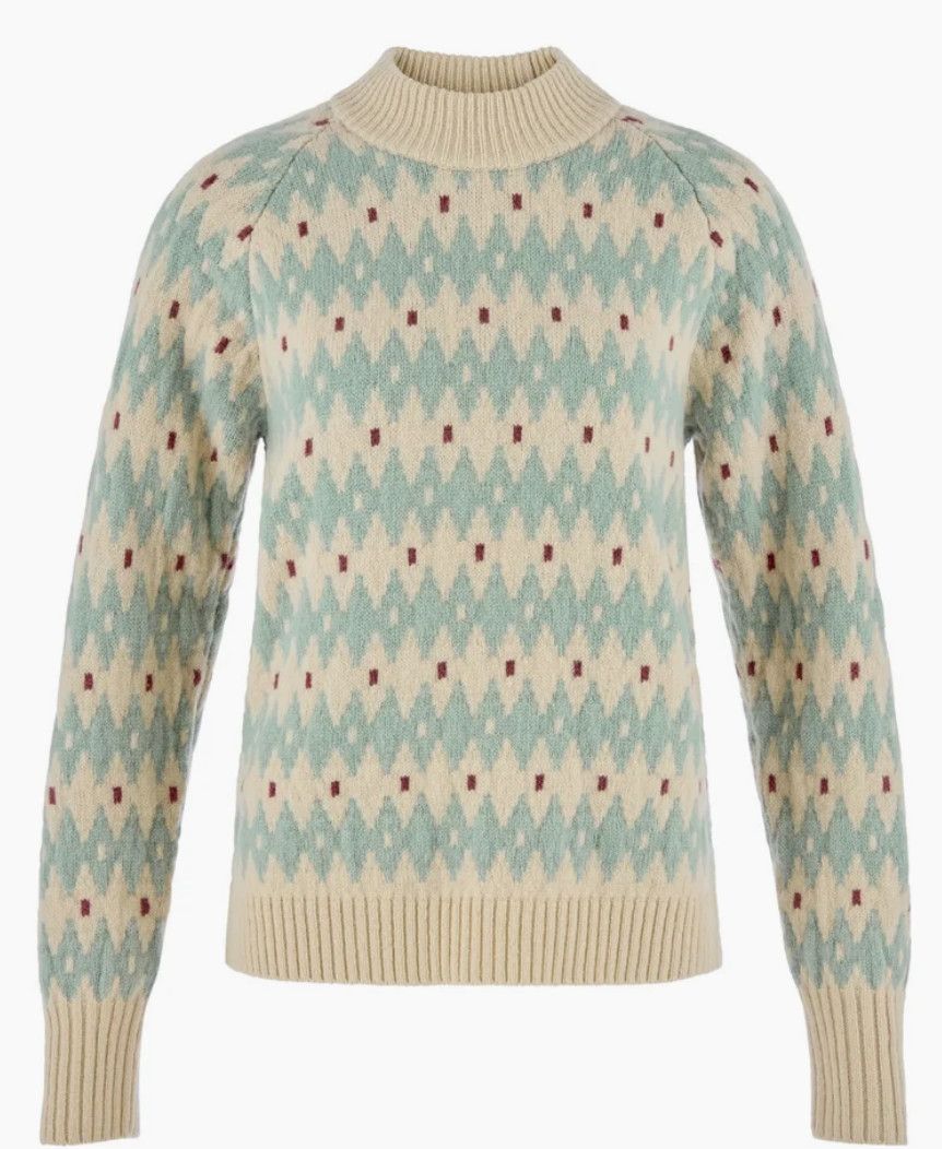 Fjallraven Ovik Jacquard Knit in Light beige/Misty Green, Size: XS