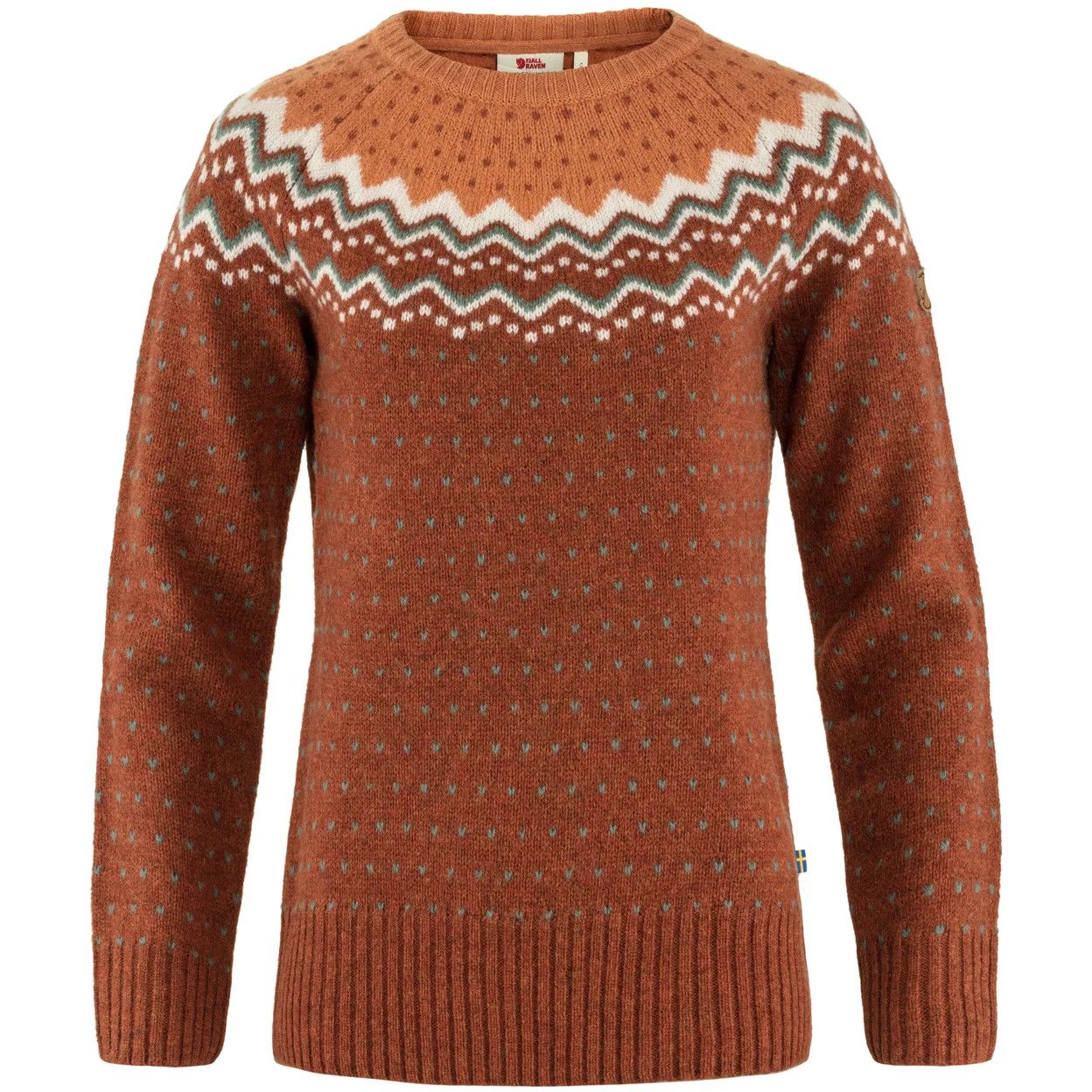 Fjällräven Övik Knit Sweater in Autumn Leaf &amp; Desert Brown