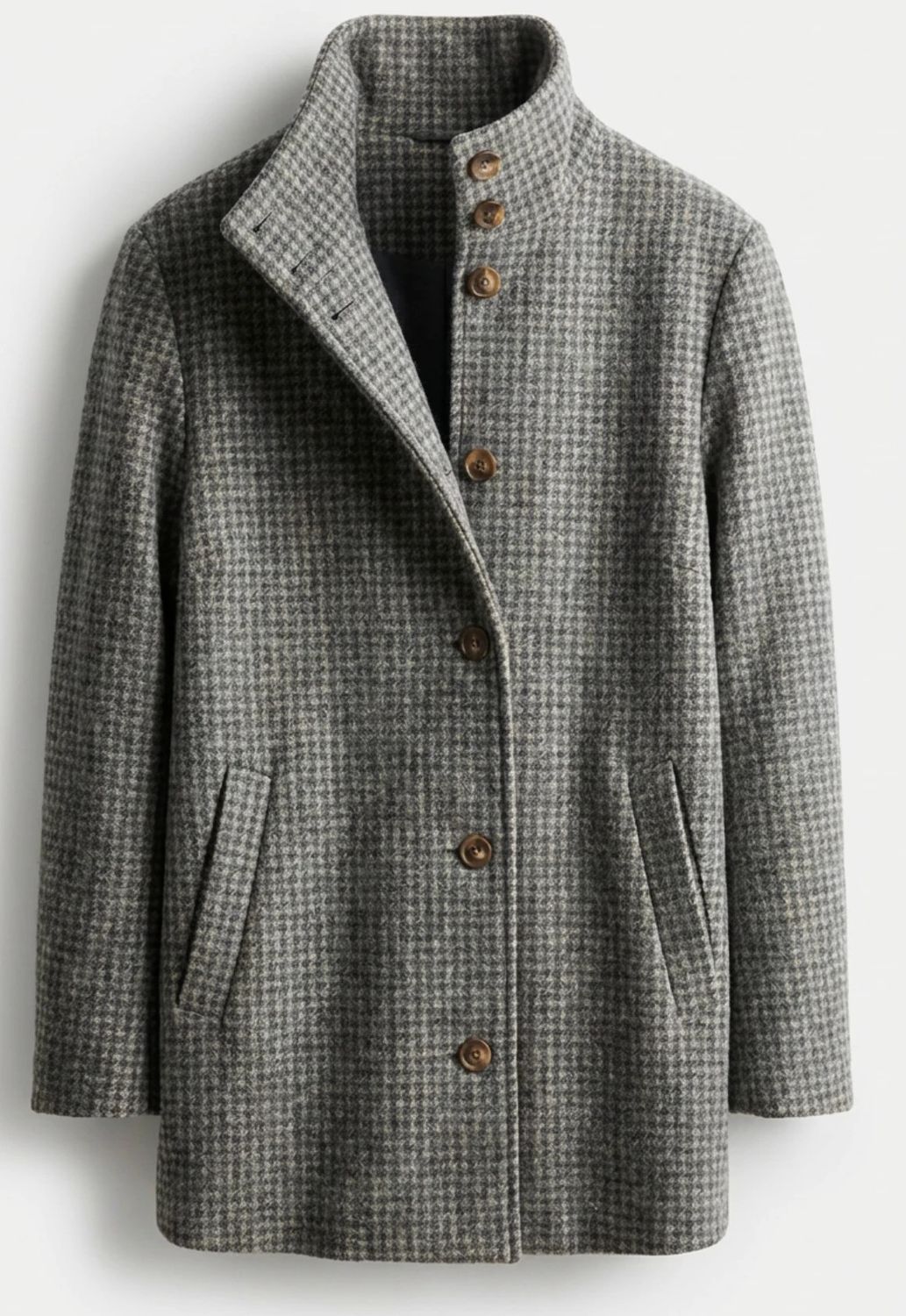 Marine Layer Stephanie Wool Coat in Charcoal/Cream Houndstooth