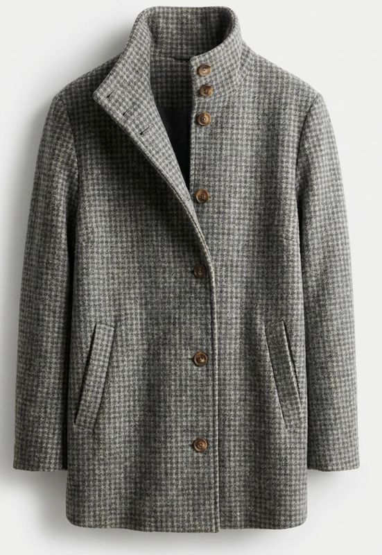 Marine Layer Stephanie Wool Coat in Charcoal/Cream Houndstooth