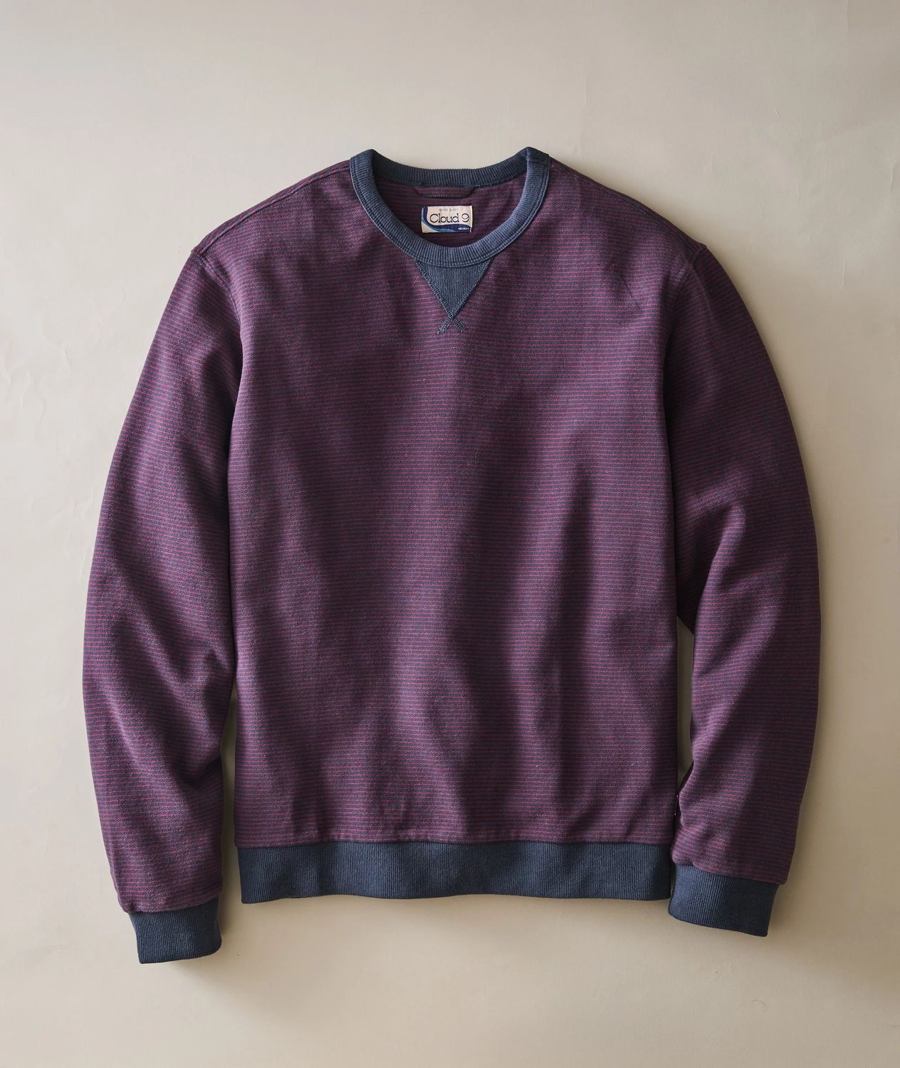Marine Layer Cloud 9 Terry Relaxed Crewneck in Navy and Burgundy