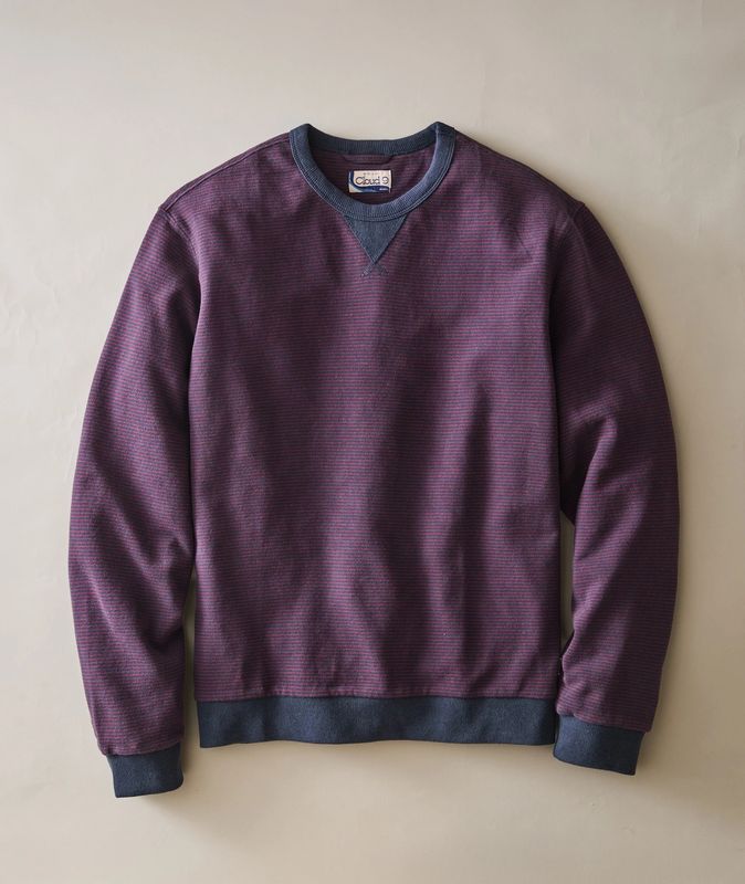 Marine Layer Cloud 9 Terry Relaxed Crewneck in Navy and Burgundy