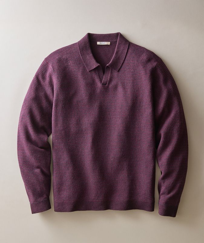 Marine Layer Liam Sweater Polo in Burgundy
