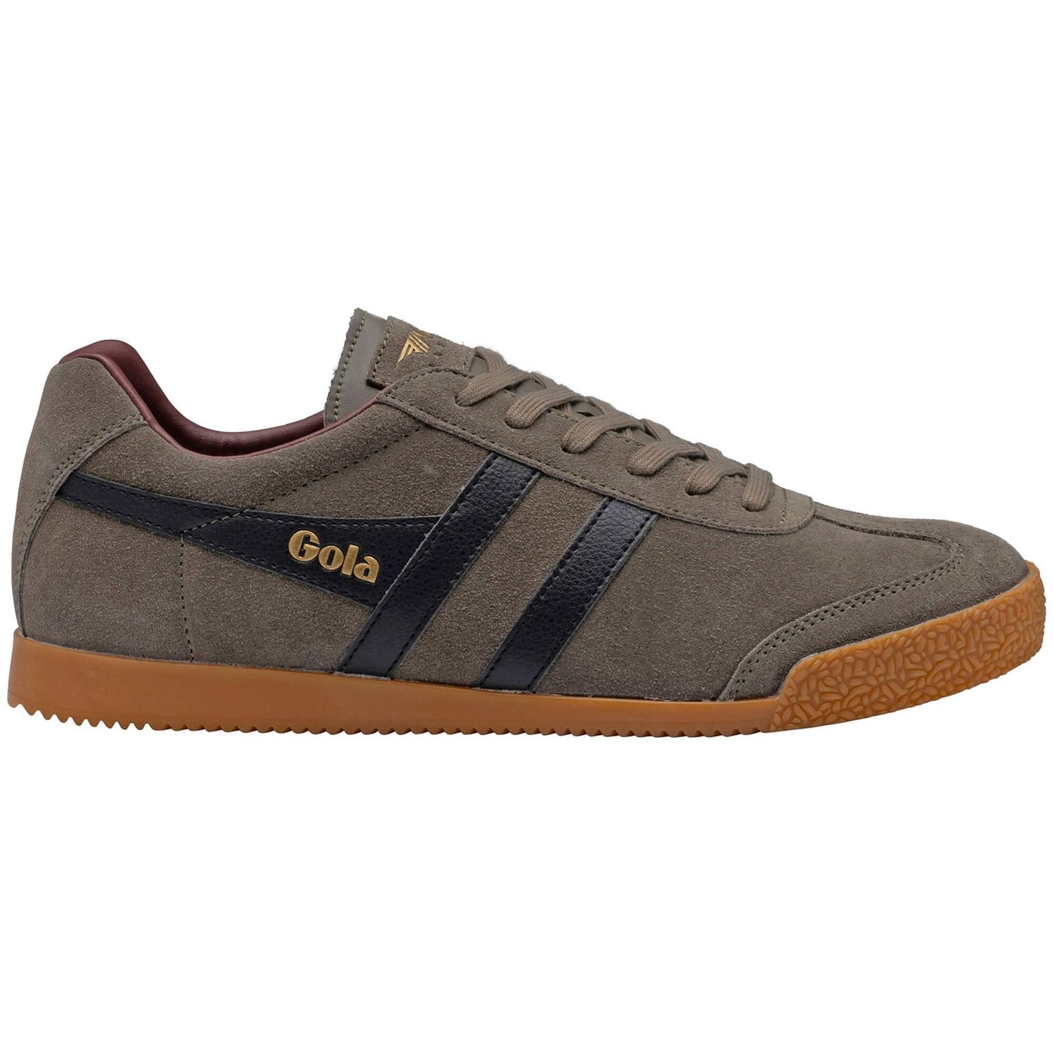 Gola Men's Harrier Suede Trainer in Urban Moss/Black/Burgundy