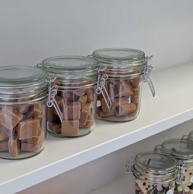 Weckpot gevuld fudge Weckpot gevuld fudge