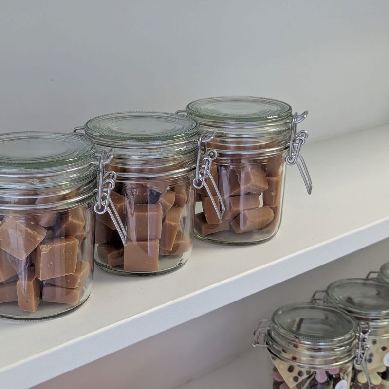 Weckpot gevuld fudge