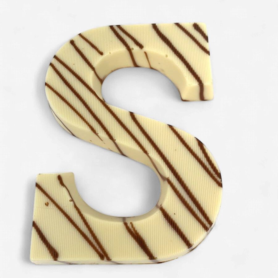 Chocoladeletter klein wit - S