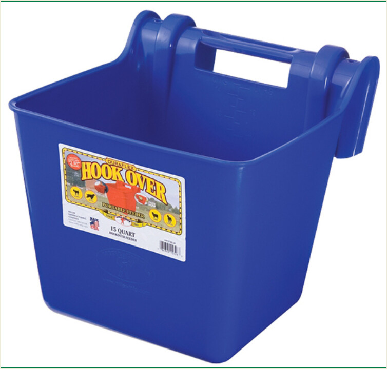 FEEDER HOOK-OVER 15-QUART RUBBER BLUE