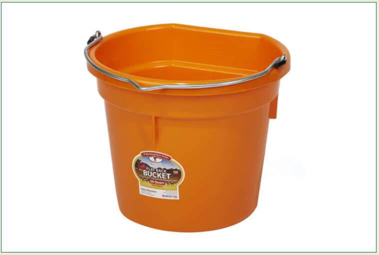 MILLER FLAT BACK 20 QUART PLASTIC BUCKET - ORANGE