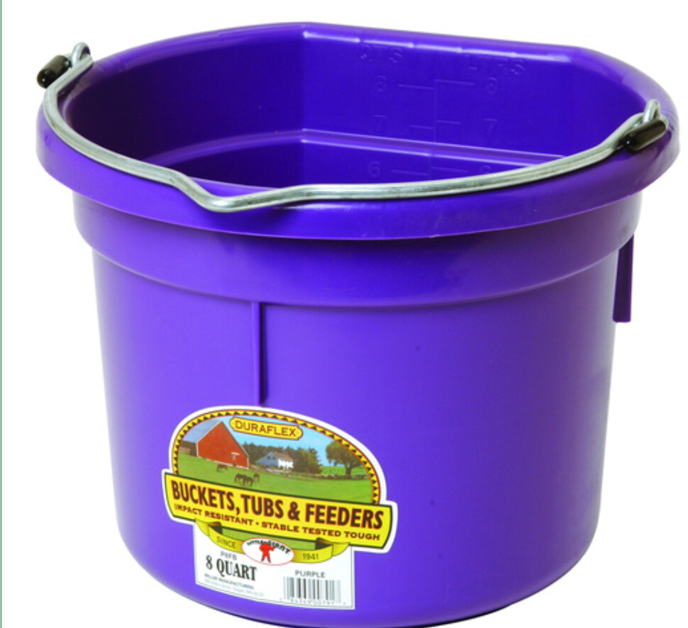 Flat Back Plastic Bucket- Purple-8qt