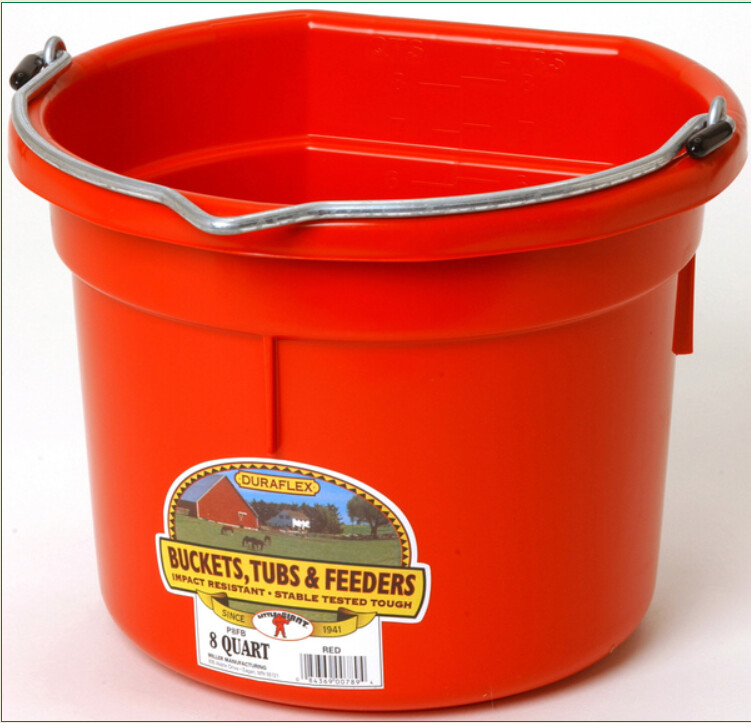 PLASTIC FLAT BACK BUCKET 8 QT - RED