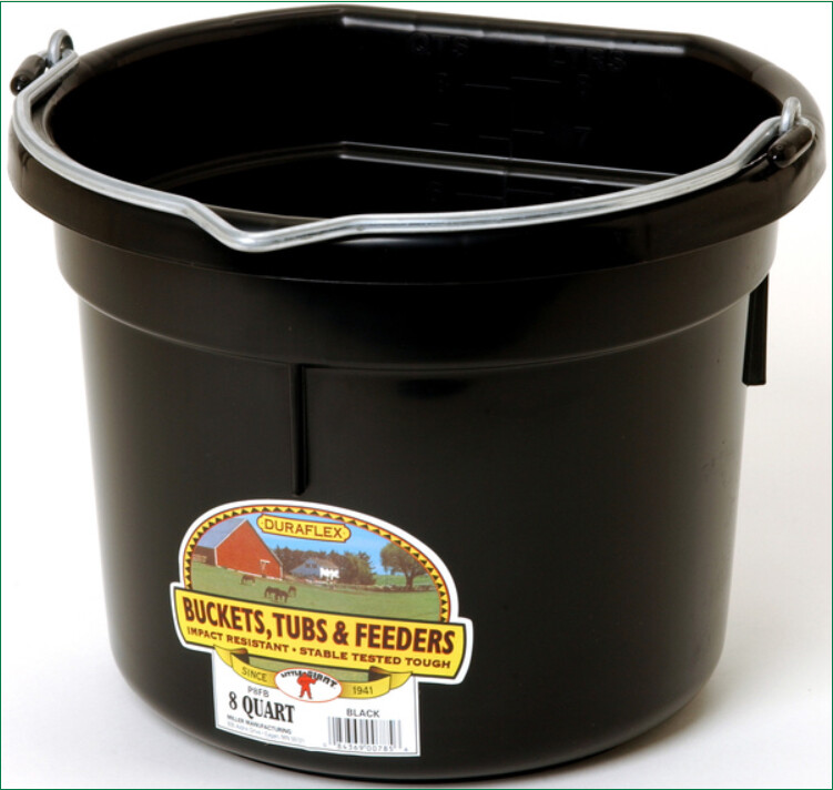 PLASTIC FLAT BACK BUCKET 8 QT - BLACK