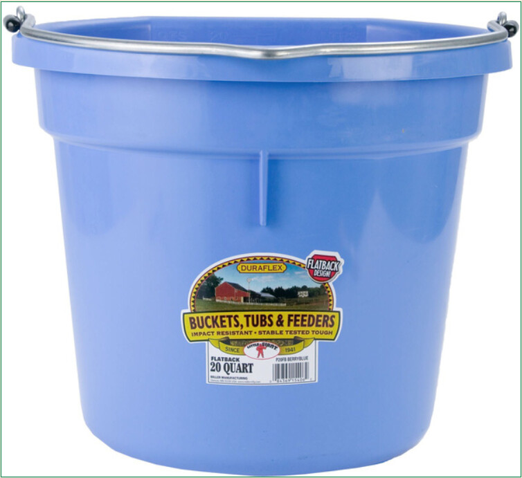 FLAT BACK PLASTIC BUCKET 20 QT - BERRY BLUE