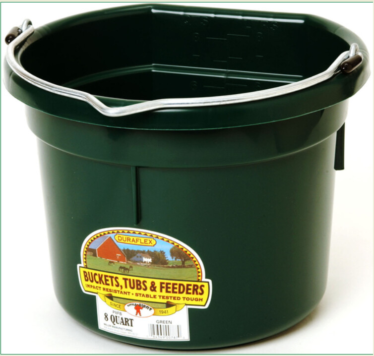 PLASTIC FLAT BACK BUCKET 8 QT - HUNTER GREEN