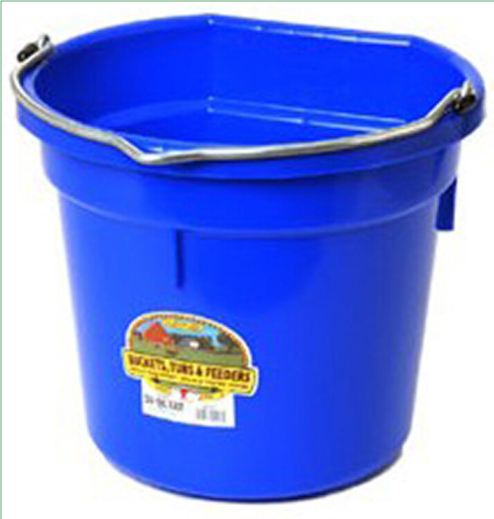 FLAT BACK 20 QUART PLASTIC BUCKET - BLUE