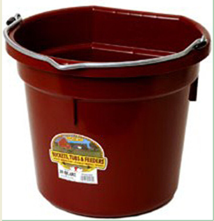 FLAT BACK 20 QUART PLASTIC BUCKET - BURGANDY