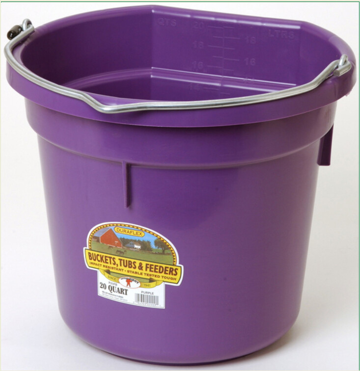 FLAT BACK 20 QUART PLASTIC BUCKET - PURPLE