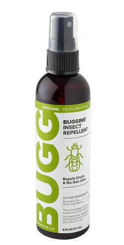 Buggins Natural Insect Repellent, DEET-Free, Repels Gnats &amp; Flies, Plant Based, Vanilla Mint &amp; Rose