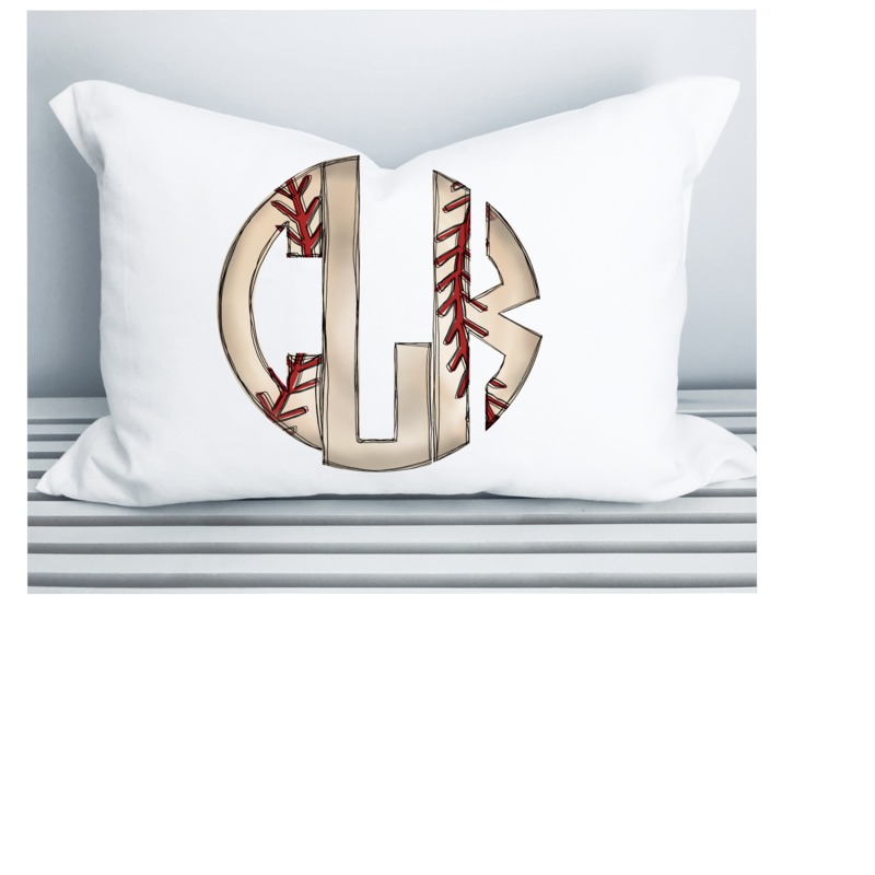 Baseball Monogram Pillowcase or Pillow cover for Him or Her