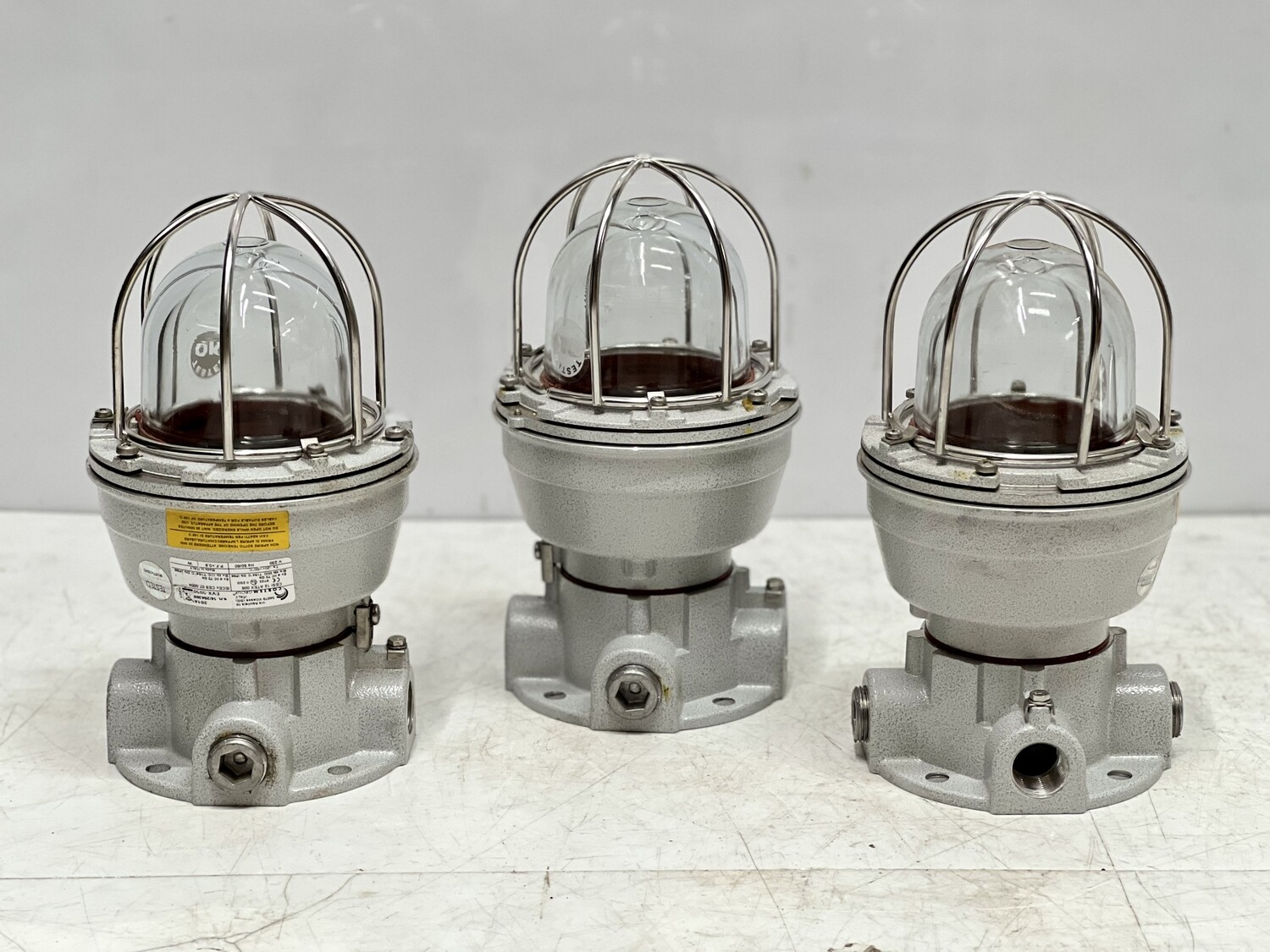 Merchant Ships Original Retro Marine Cargo Antique Bulkhead Aluminum Metal Nautical Light Fixture Lot of 3