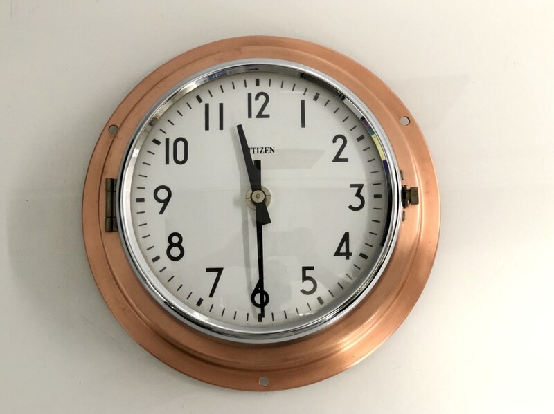Original Old Antique Nautical Marine Ship Polished Citizen Wall Clock