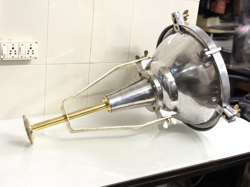 Nautical Aluminium &amp; Brass Ships Cargo Ceiling Pendant Light Fixture