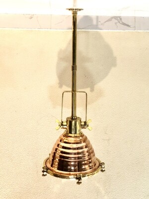 Maritime Antique Ship Salvage Nautical Brass &amp; Copper Vintage Medium Cargo Pendant Light