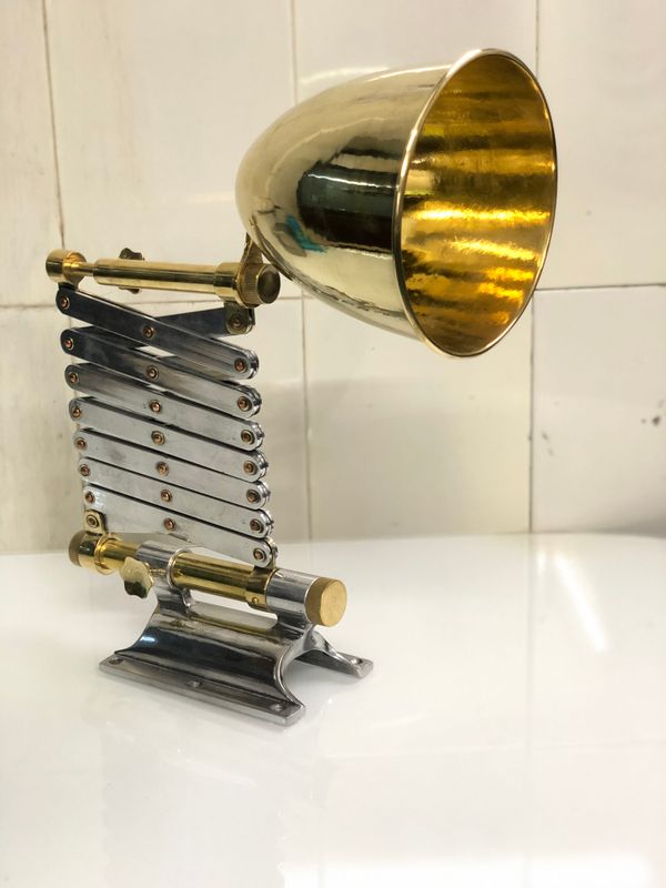 Vintage Swing Arm Aluminum &amp; Brass Metal Stretchable Antique Lamp Fixture