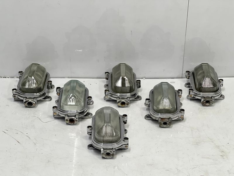 Vintage Aluminum Metal Antique Bulkhead Cover Lamp Fixture Lot of 15