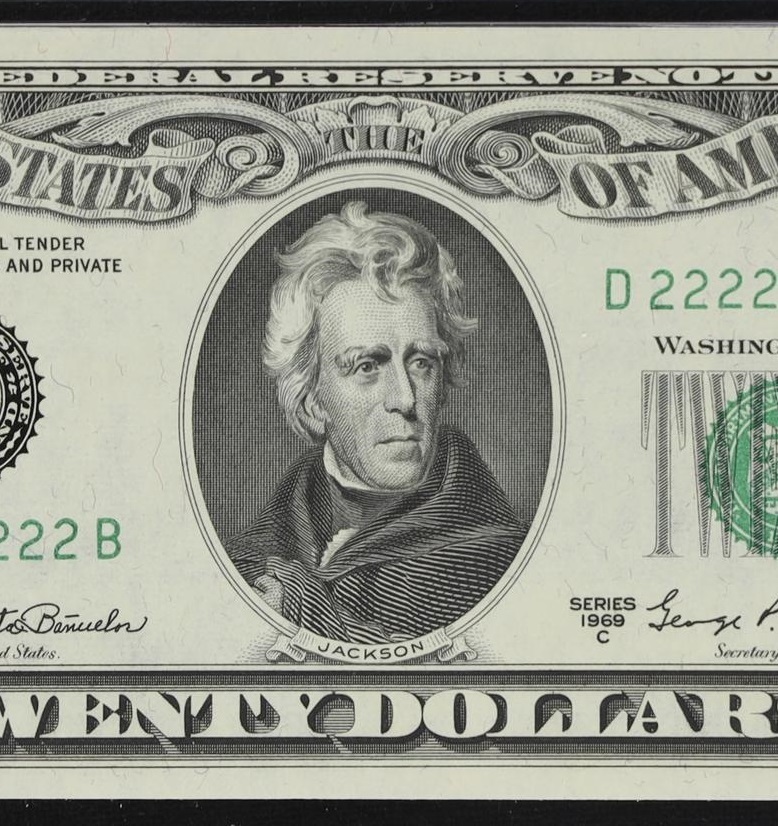 1969 $20 Federal Reserve Solid ** 22222222** Note PMG 64 EPQ