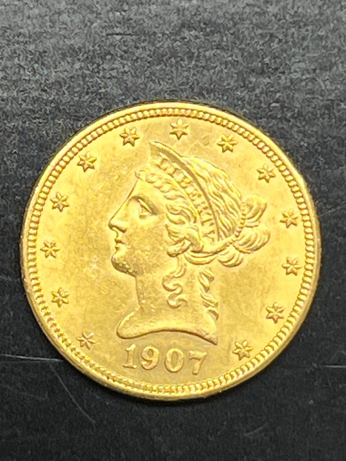 1907 $10 LIBERTY HEAD EAGLE ,GOLD COIN