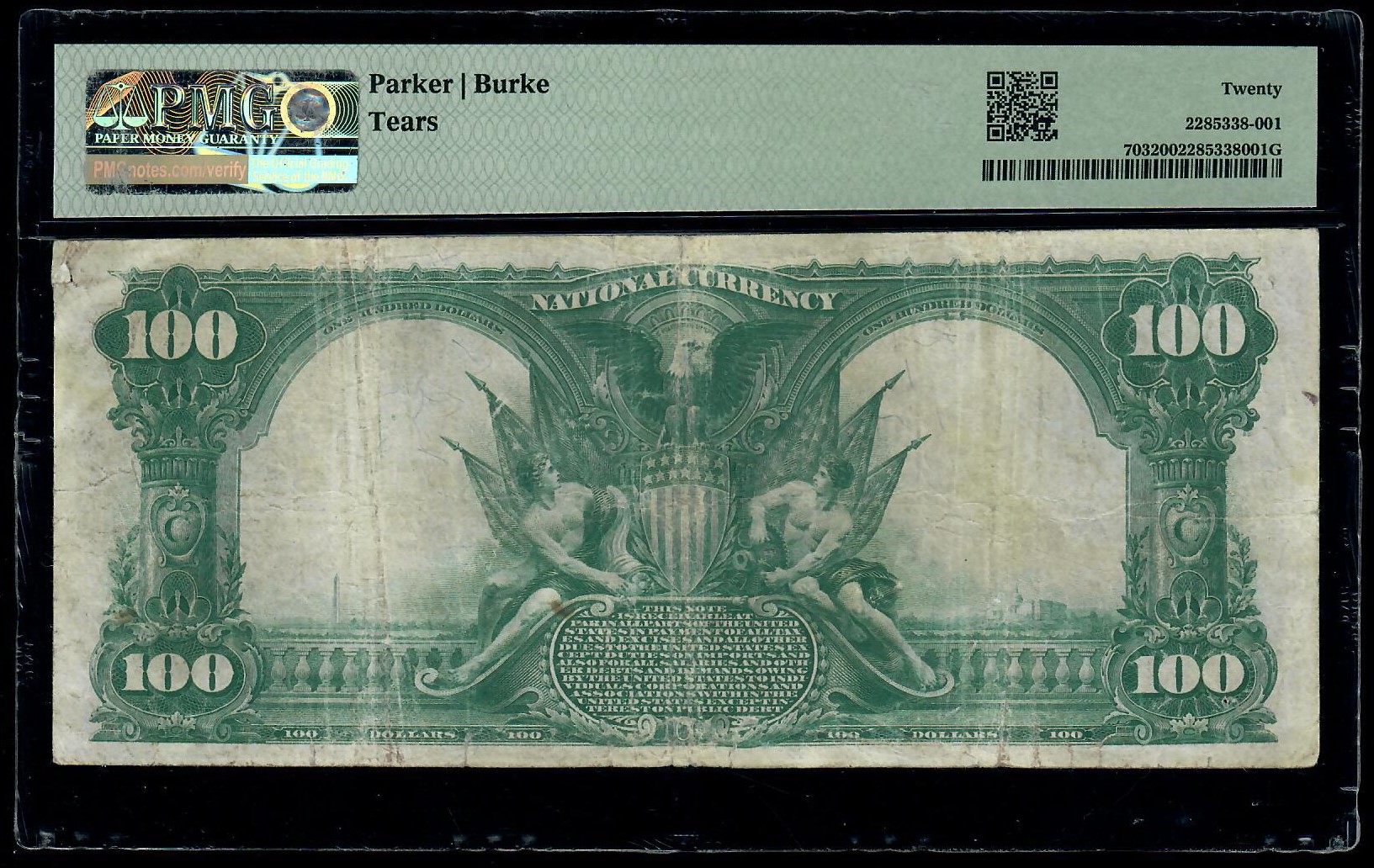 1902 $100 The FIRST National Bank  OF MCKEESPORT Note, PA, Ch# 2222,  serial # 1235, MPG 20, very fine