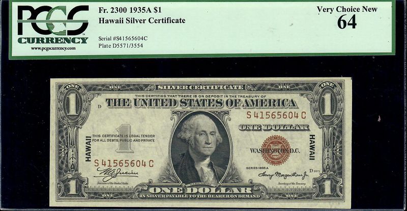 1935A $1 Hawaii- WWII Emergency Issue PCGS 64 Choice NEW